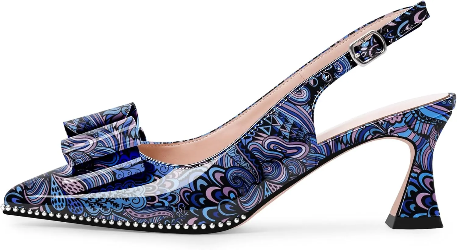 Women's Bow Slingback Kitten Heels Closed Pointed Toe Pumps Dress Shoes
