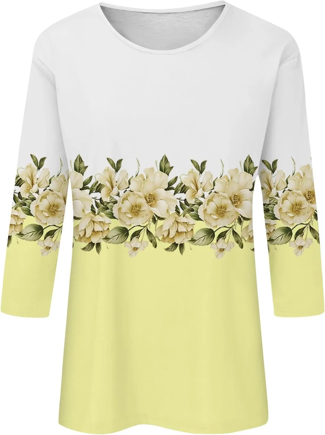 Women's Casual 3/4 Sleeve T-Shirts Round Neck Basic Tees Blouses Long Sleeve Comfort Slim Fit Painting Graphic Tees