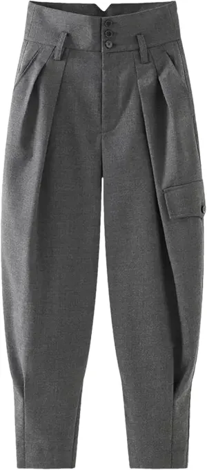 Womens Corset Overalls Wide-Leg Pants High Waist Year-Round Retro Casual Trousers