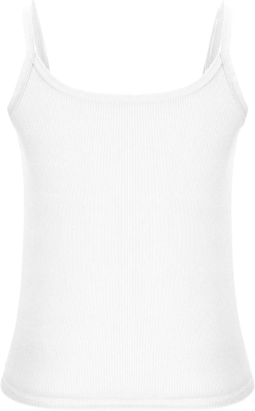 Women's Crop Workout Tank Tops Summer Sexy Ribbed Knit Sleeveless Spaghetti Strap Vests Gym Yoga Lounge Sports Camisole