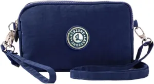 Women's Crossbody Shoulder Bags Waterproof Nylon Cell Phone Wallet Handbags 3 Layers Zipper Wristlet Purse