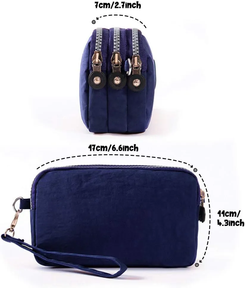 Women's Crossbody Shoulder Bags Waterproof Nylon Cell Phone Wallet Handbags 3 Layers Zipper Wristlet Purse