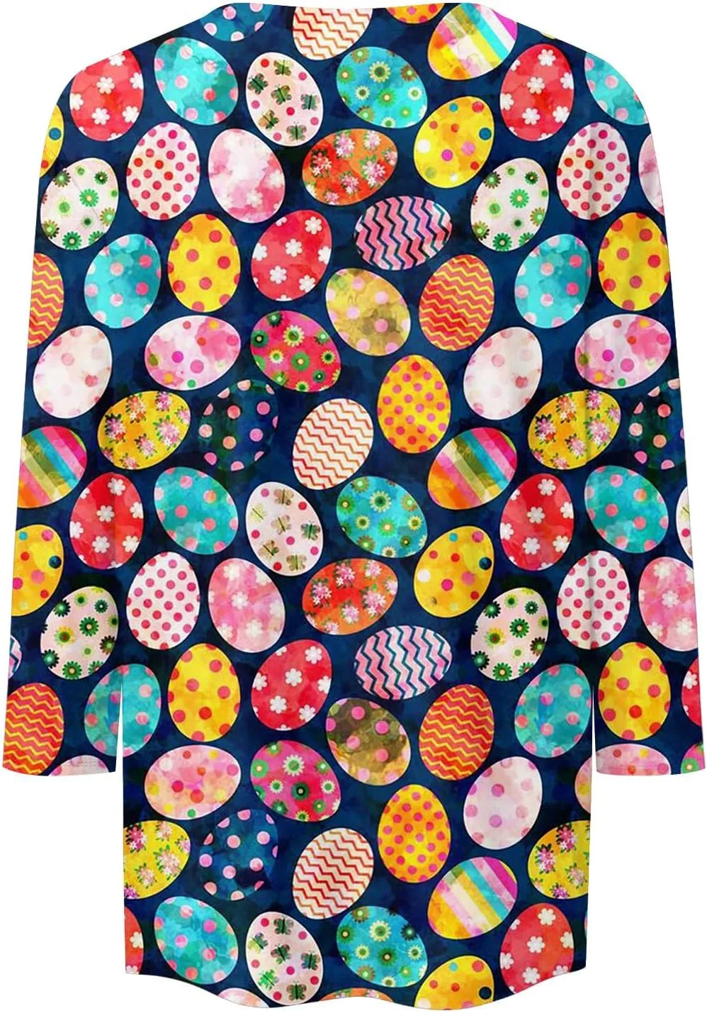 Womens Cute Bunny Rabbit Print T Shirt Happy Easter Graphic Tee 3/4 Length Sleeve Round Neck Blouse Casual Easter Top