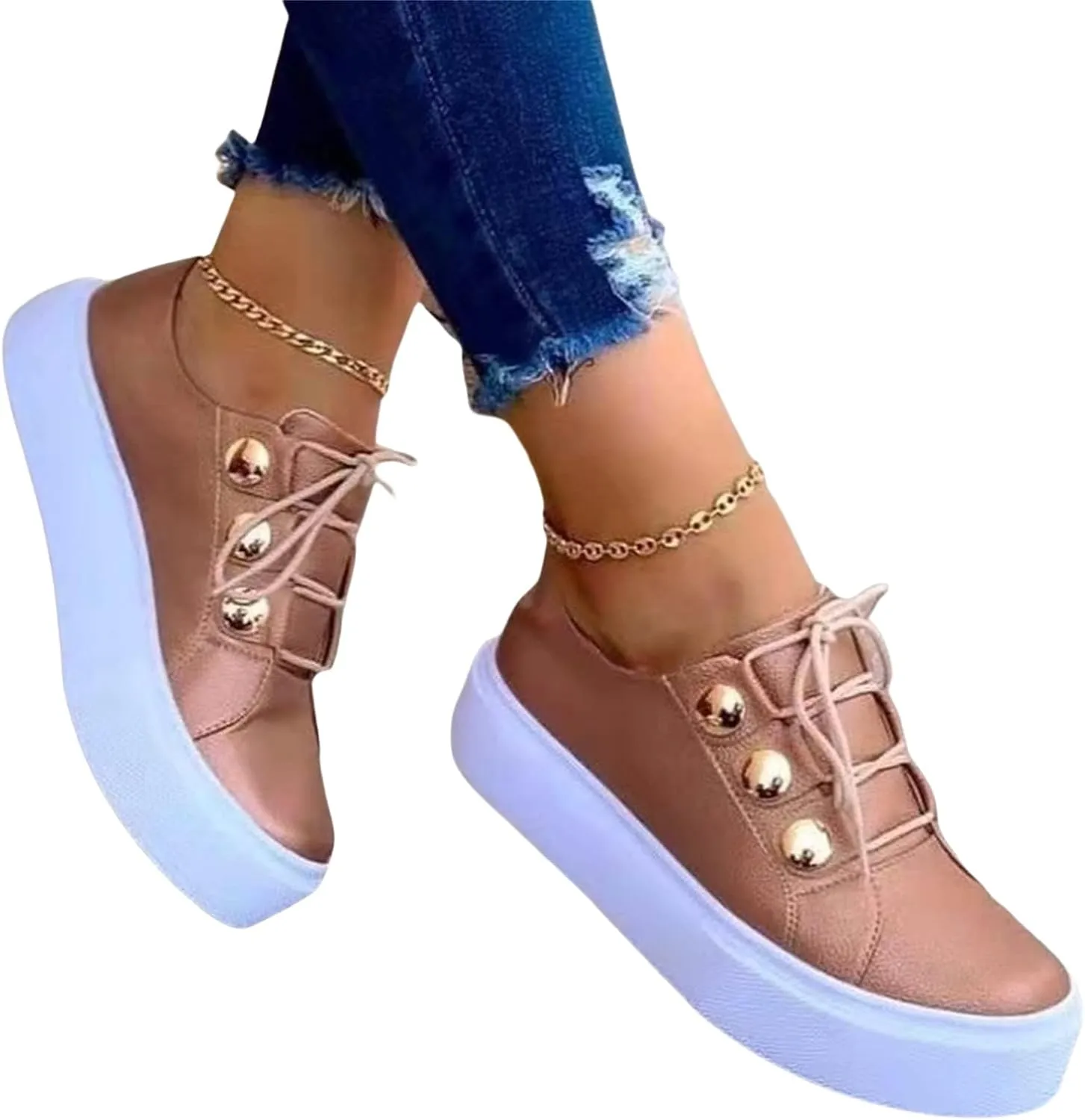 Women's Fashion Sneakers Casual Slip On Sneaker Comfort Non Slip Flats Loafers Lightweight Sneakers Vegan Shoe Leather Retro Walking Shoes