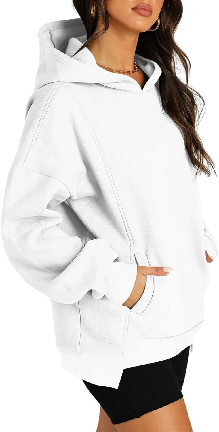 Womens Fleece Y2K Hoodie Baggy Casual Cotton Oversized Sweatshirt Drop Shoulder Lightweight Pullover Tops Winter Coat
