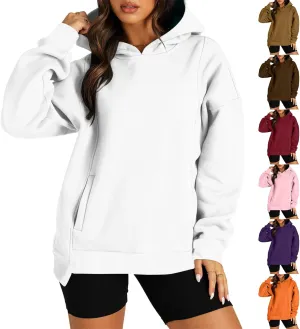Womens Fleece Y2K Hoodie Baggy Casual Cotton Oversized Sweatshirt Drop Shoulder Lightweight Pullover Tops Winter Coat