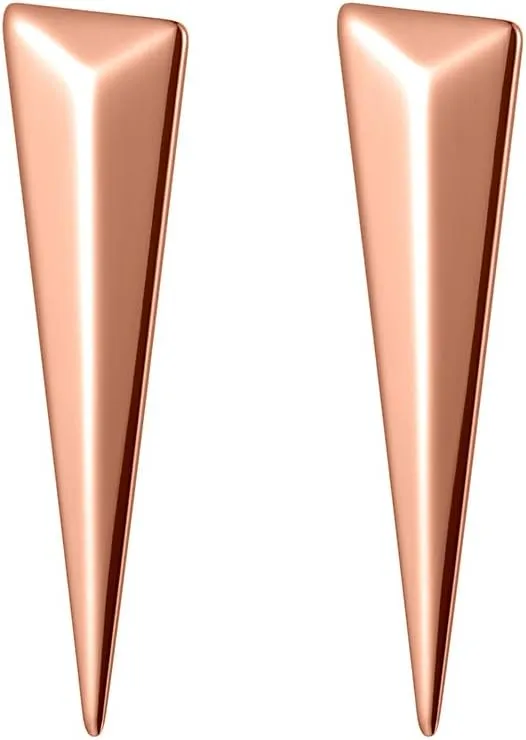 Women's Geometric Triangle Stud Earrings, Rose Gold Plated Stainless Steel, Modern Style