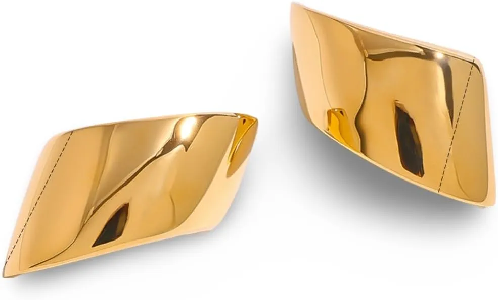 Women's Gold-Plated Stainless Steel Minimalist Geometric Trapezoid Glossy Stud Earrings