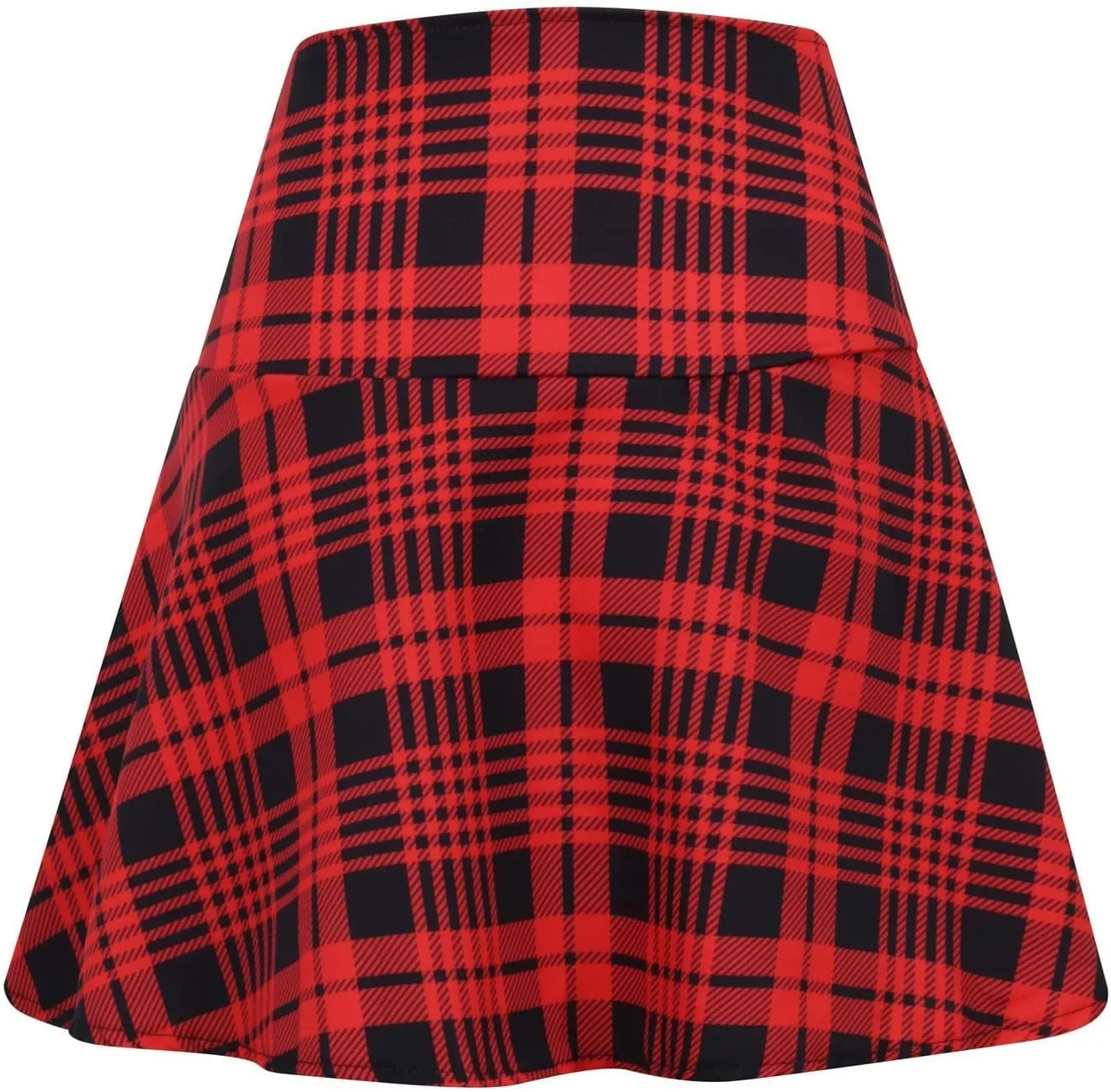 Women's Gothic Steampunk Plaid Pleated Mini Skirt High Waisted A-Line Flare Vintage Lace Up Casual Short Midi Skirt