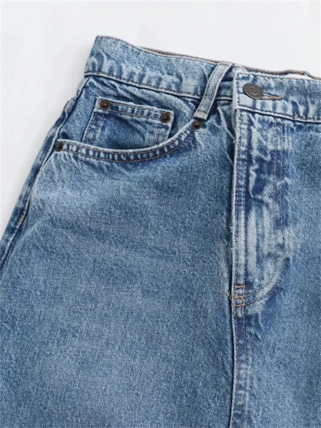 Women's High Slit Denim Skirt High Waisted Packaged Hip Asymmetrical Midi Skirt 2025 Summer Casual Streetwear