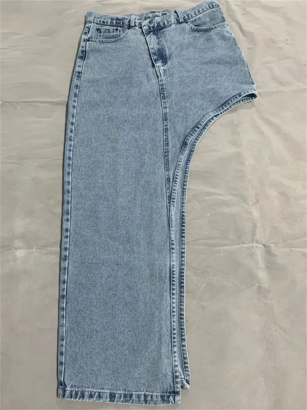 Women's High Slit Denim Skirt High Waisted Packaged Hip Asymmetrical Midi Skirt 2025 Summer Casual Streetwear