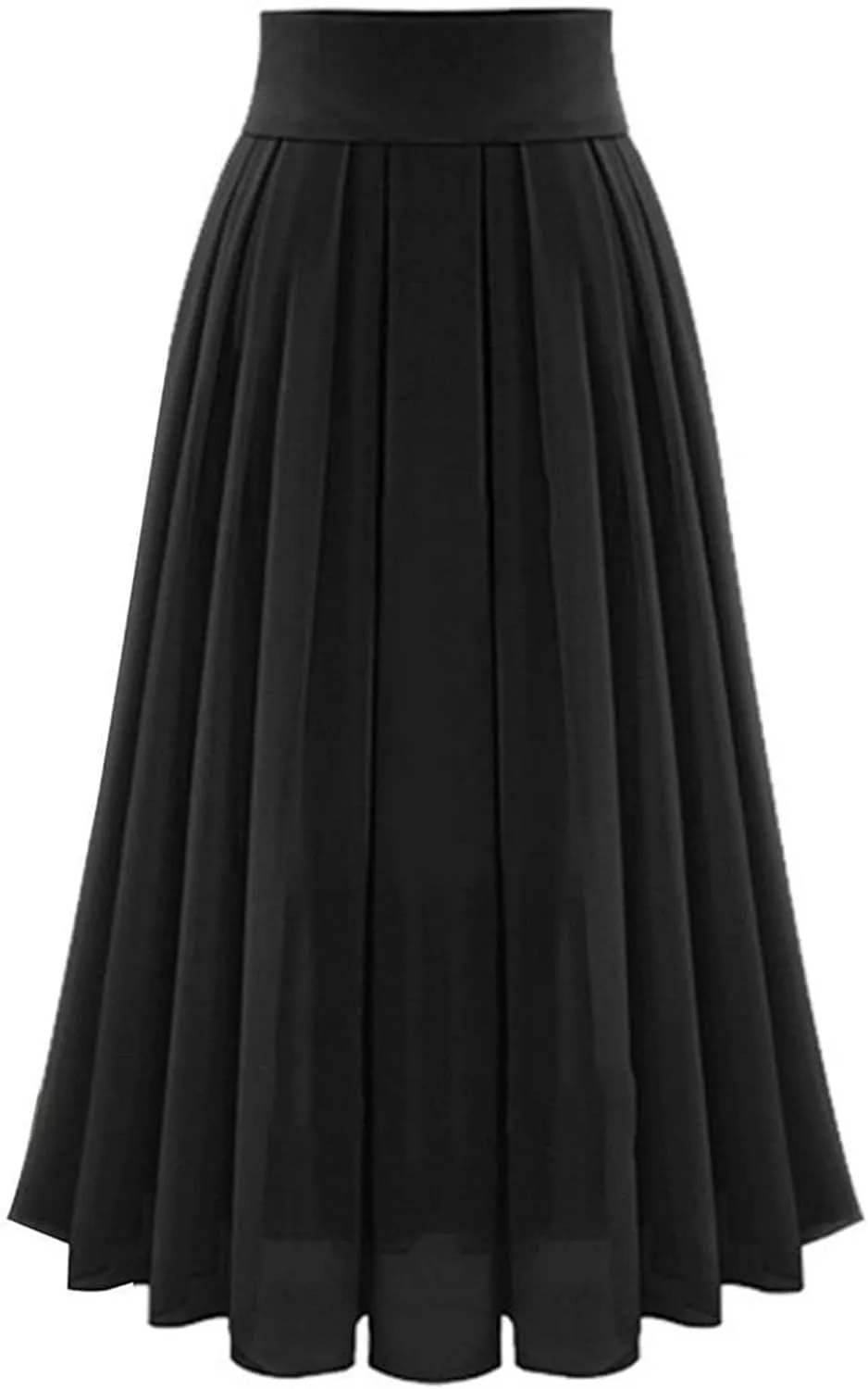 Women's High Waisted Flare A-Line Midi Skirt Pleated Maxi Dress Swing Chiffon Mesh Vintage Dressy Ladies Flowy Skirt
