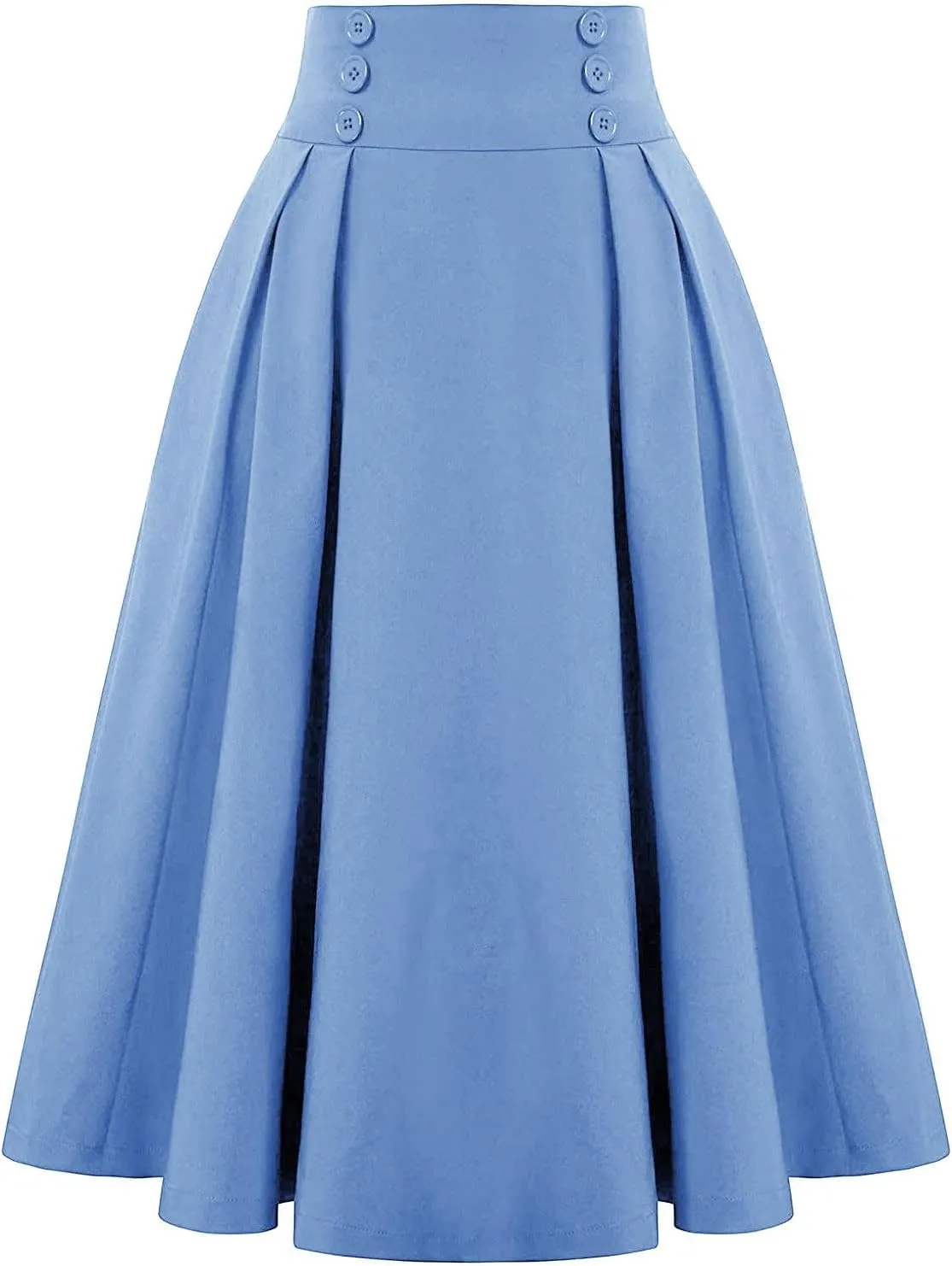 Women's High Waisted Flare A-Line Midi Skirt Pleated Maxi Dress Swing Chiffon Mesh Vintage Dressy Ladies Flowy Skirt