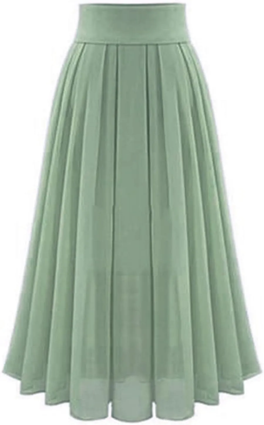 Women's High Waisted Flare A-Line Midi Skirt Pleated Maxi Dress Swing Chiffon Mesh Vintage Dressy Ladies Flowy Skirt