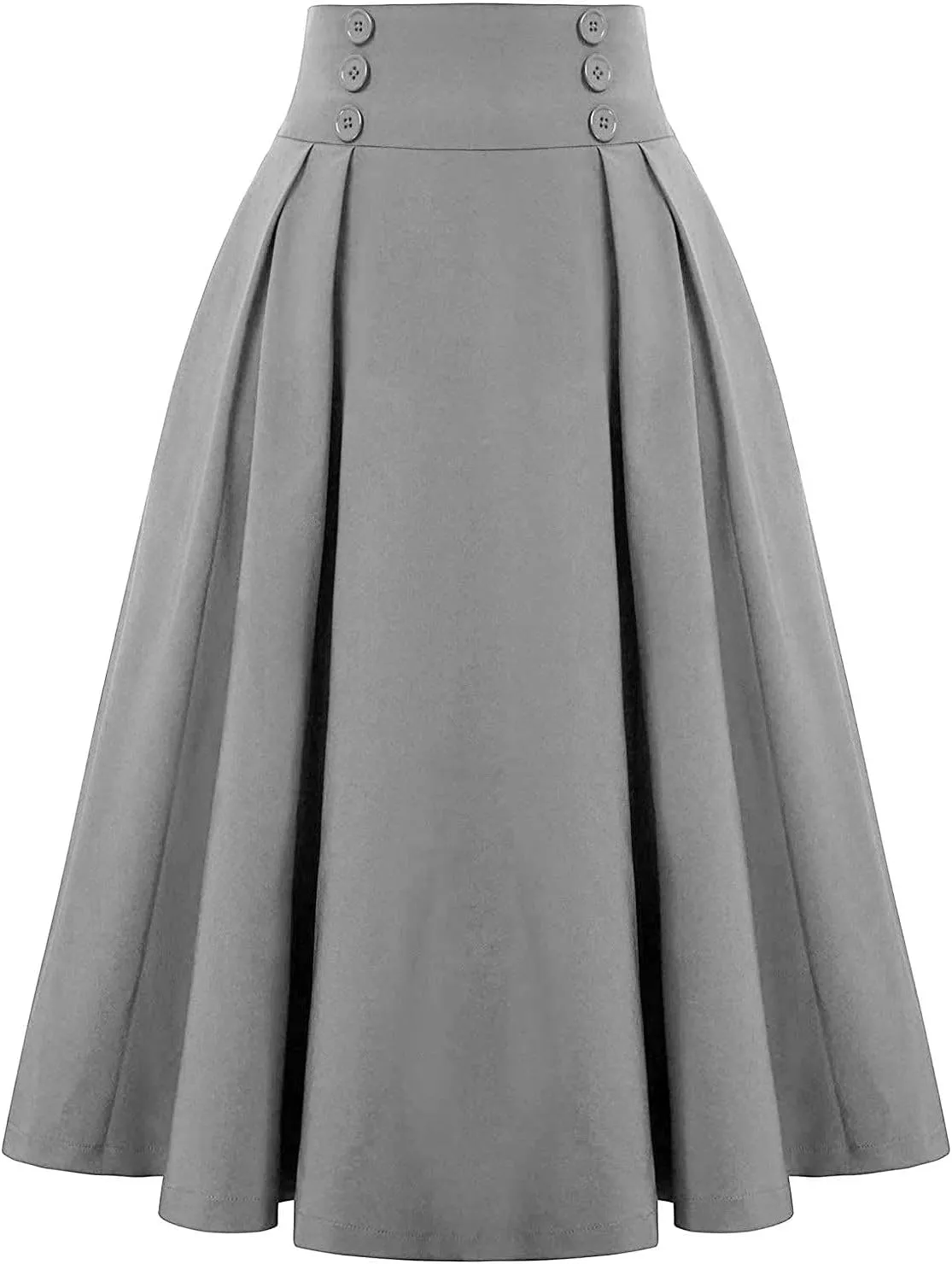 Women's High Waisted Flare A-Line Midi Skirt Pleated Maxi Dress Swing Chiffon Mesh Vintage Dressy Ladies Flowy Skirt