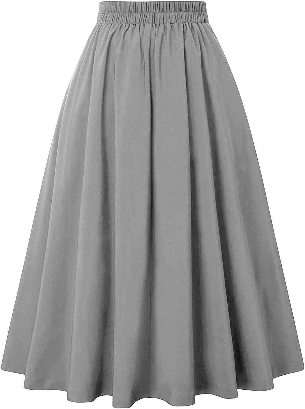 Women's High Waisted Flare A-Line Midi Skirt Pleated Maxi Dress Swing Chiffon Mesh Vintage Dressy Ladies Flowy Skirt