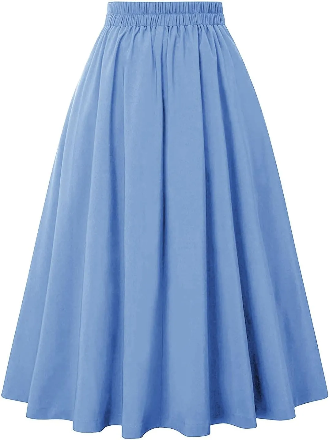 Women's High Waisted Flare A-Line Midi Skirt Pleated Maxi Dress Swing Chiffon Mesh Vintage Dressy Ladies Flowy Skirt