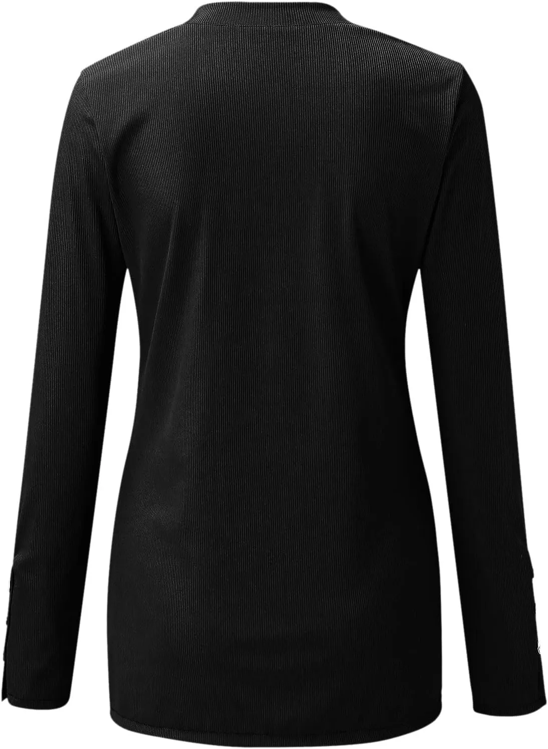 Womens Knit Sweater Fashion Solid Color Scoop Neck Button Up Slim Fit Long Sleeve Ribbed Tops Autumn Knitwear Shirts