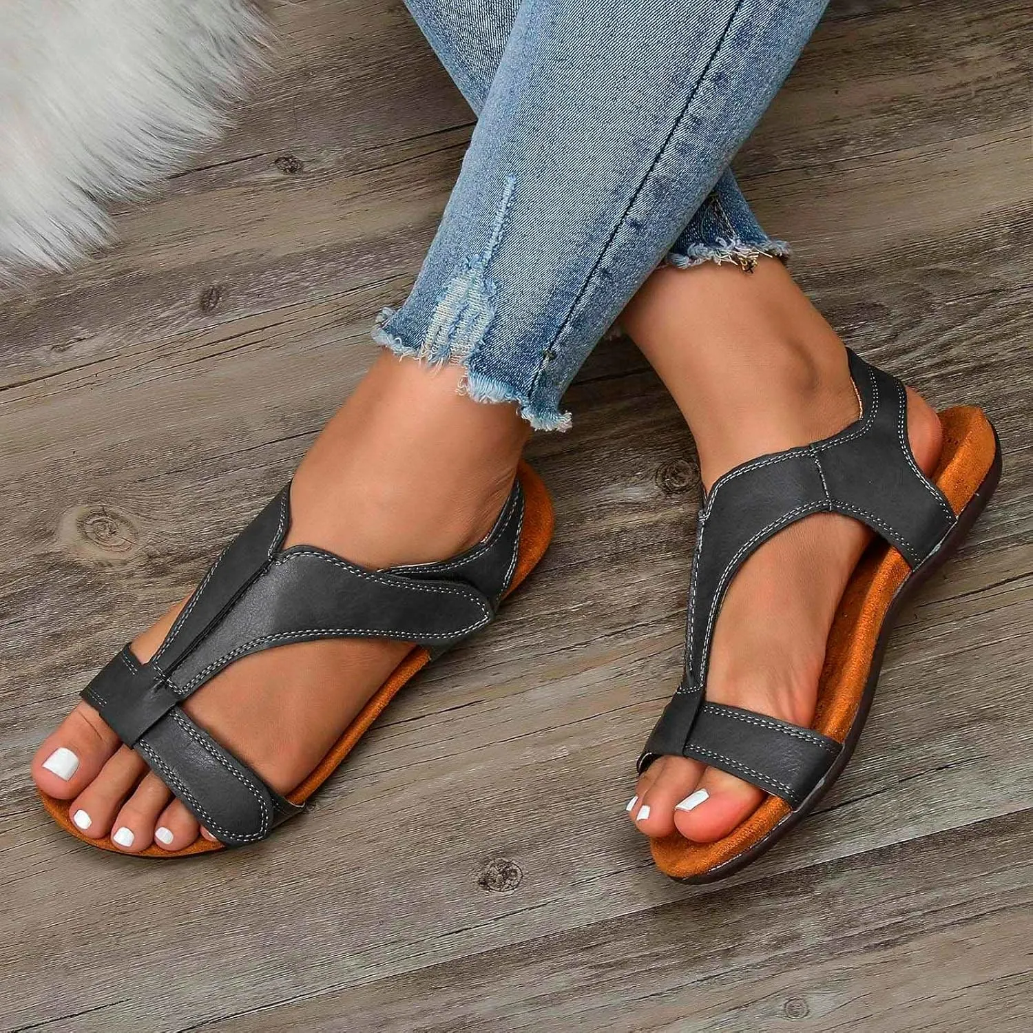Women's Orthopedic Arch Support Sandals Summer Comfortable Walking Flat Beach Sandals Casual Dressy Mens Beach Flip Flops Size 9