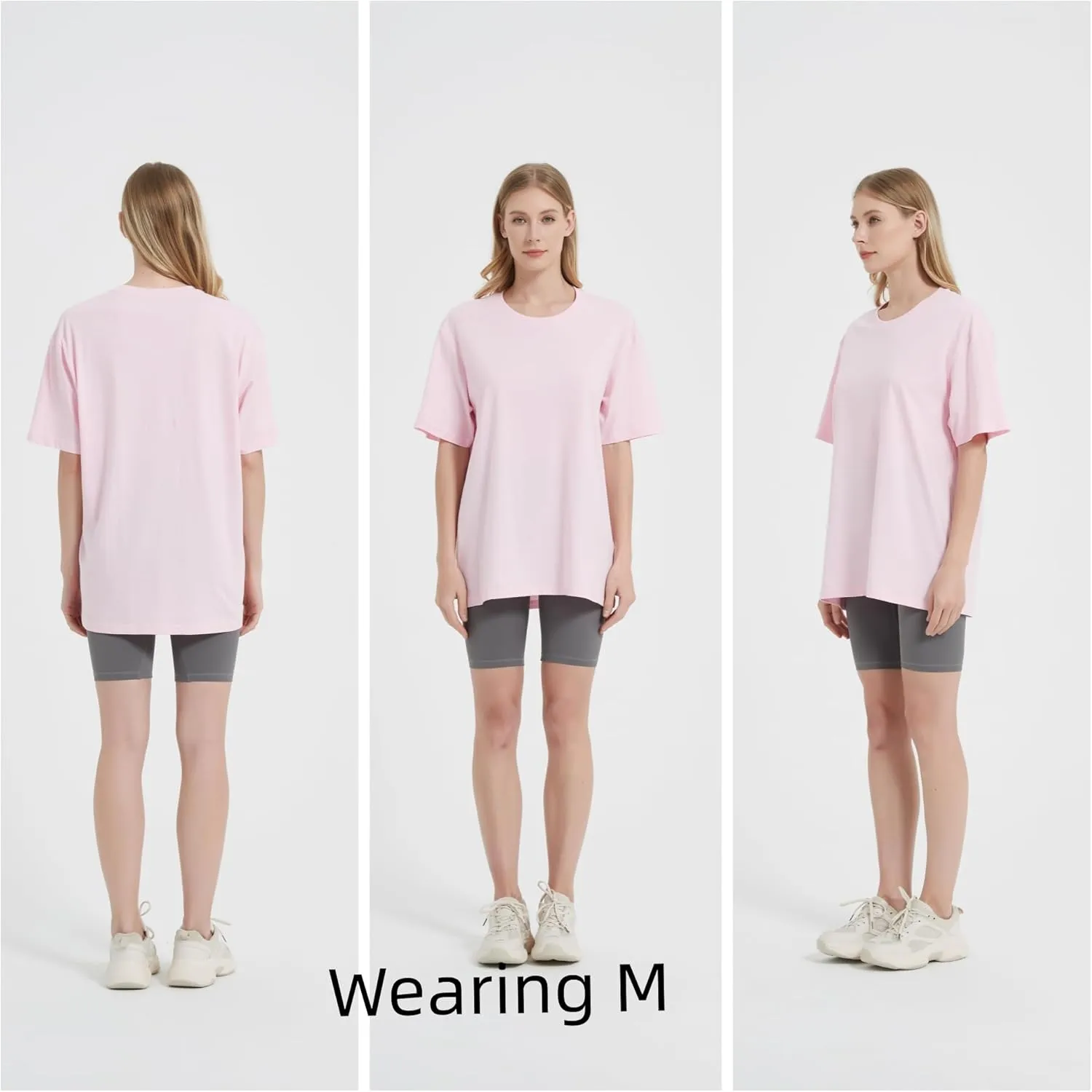 Womens Oversized Boyfriend Tee Shirts Short Sleeve Trendy Crew Neck Loose Workout Tee Casual Summer Tops Cotton
