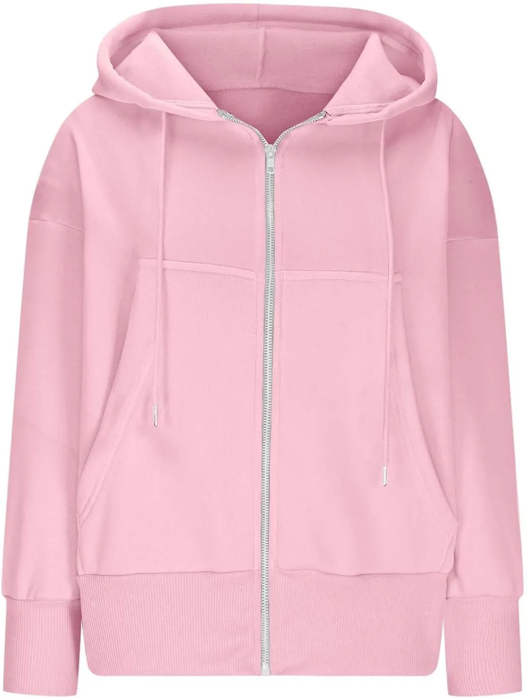 Womens Oversized Full Zip Up Hoodie with Pockets Fleece Sweatshirt Fall Winter Warm Casual Loose Apparel Clothes