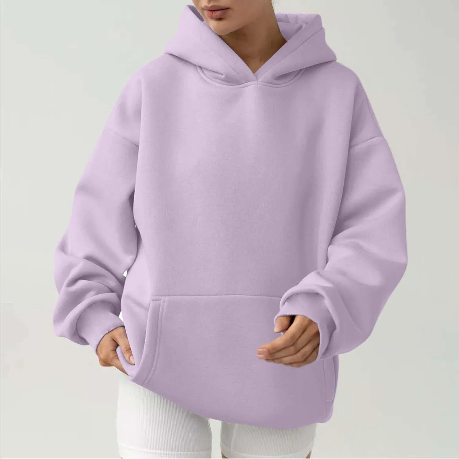 Women's Oversized Hoodies Casual Long Sleeve Fleece Sweatshirts Thermal Warm Pullover Teen Girls Preppy Top Clothes