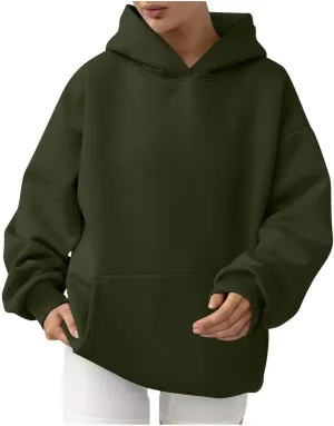 Women's Oversized Hoodies Casual Long Sleeve Fleece Sweatshirts Thermal Warm Pullover Teen Girls Preppy Top Clothes