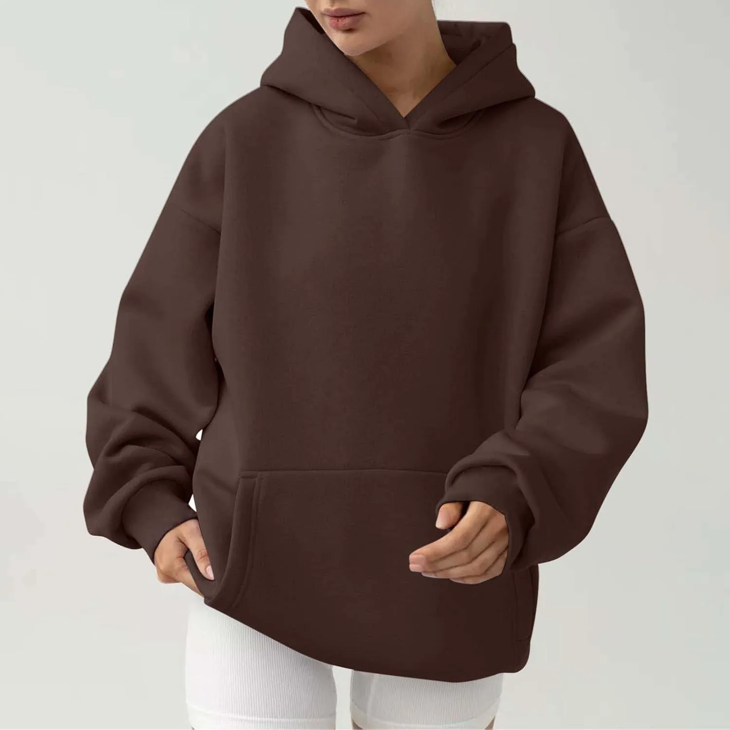 Women's Oversized Hoodies Casual Long Sleeve Fleece Sweatshirts Thermal Warm Pullover Teen Girls Preppy Top Clothes