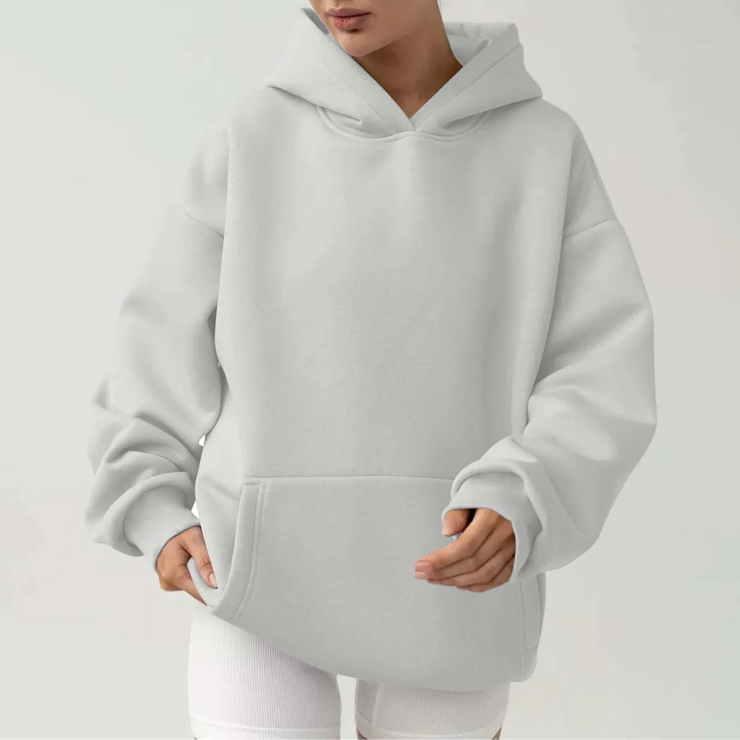Women's Oversized Hoodies Casual Long Sleeve Fleece Sweatshirts Thermal Warm Pullover Teen Girls Preppy Top Clothes