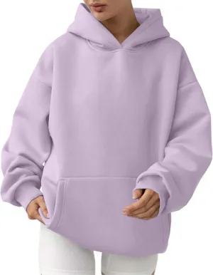 Women's Oversized Hoodies Casual Long Sleeve Fleece Sweatshirts Thermal Warm Pullover Teen Girls Preppy Top Clothes