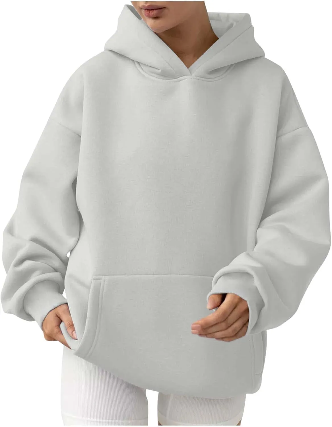 Women's Oversized Hoodies Casual Long Sleeve Fleece Sweatshirts Thermal Warm Pullover Teen Girls Preppy Top Clothes