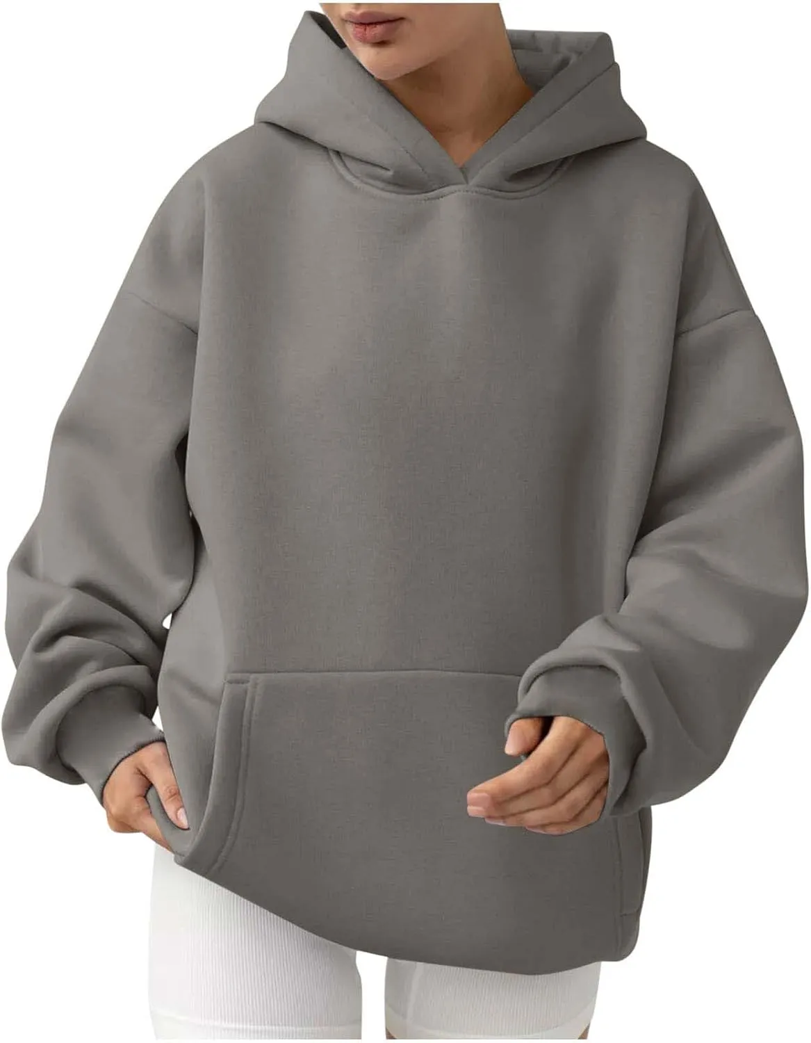 Women's Oversized Hoodies Casual Long Sleeve Fleece Sweatshirts Thermal Warm Pullover Teen Girls Preppy Top Clothes
