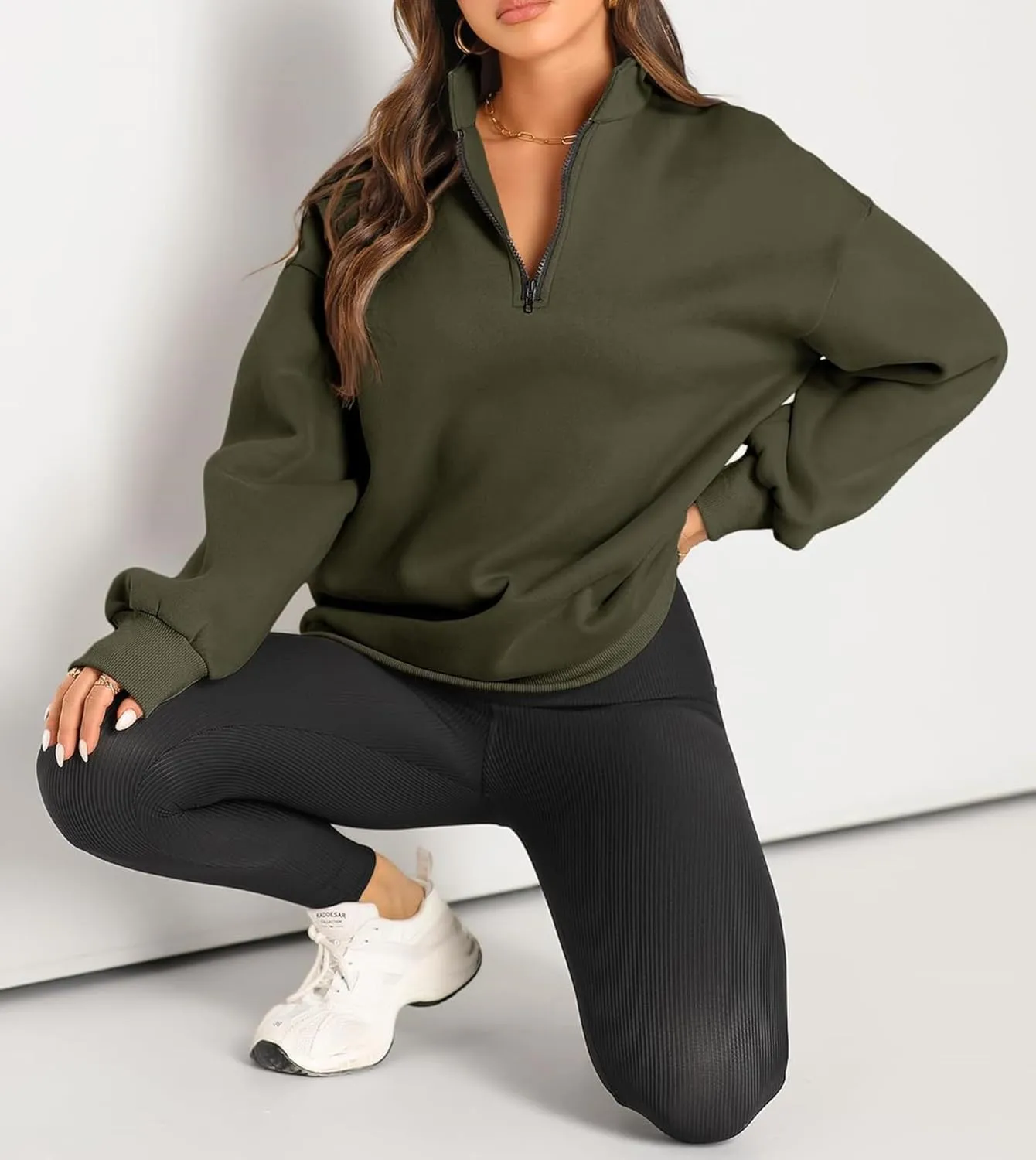 Womens Oversized Sweatshirts Fall Fashion Hoodies Half Zip Pullover Long Sleeve Shirts Clothes Outfits