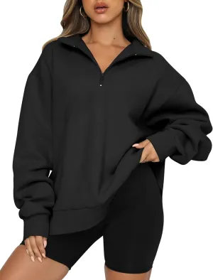 Womens Oversized Sweatshirts Fall Fashion Hoodies Half Zip Pullover Long Sleeve Shirts Clothes Outfits
