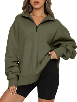 Womens Oversized Sweatshirts Fall Fashion Hoodies Half Zip Pullover Long Sleeve Shirts Clothes Outfits