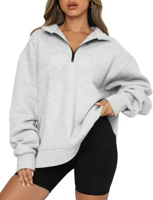 Womens Oversized Sweatshirts Fall Fashion Hoodies Half Zip Pullover Long Sleeve Shirts Clothes Outfits