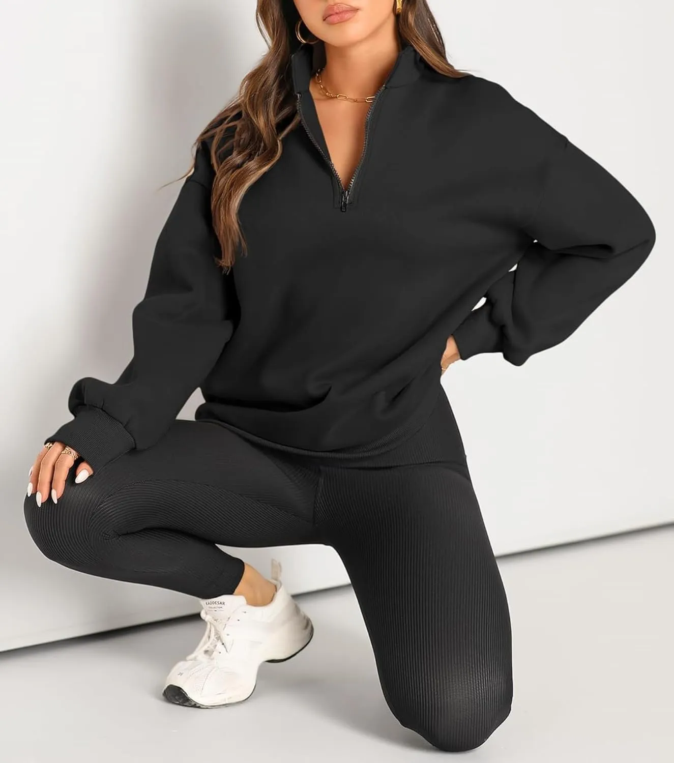 Womens Oversized Sweatshirts Fall Fashion Hoodies Half Zip Pullover Long Sleeve Shirts Clothes Outfits