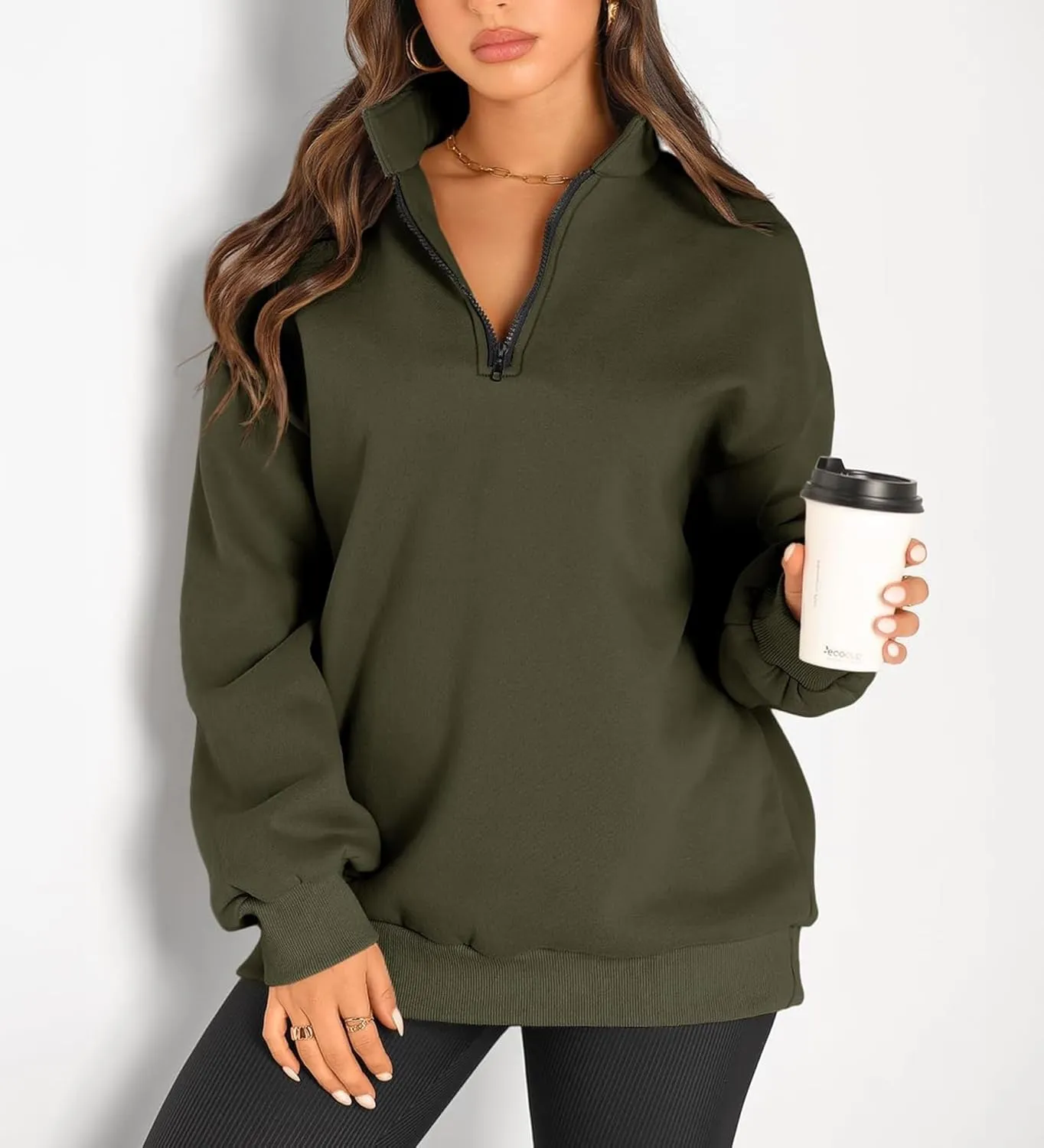 Womens Oversized Sweatshirts Fall Fashion Hoodies Half Zip Pullover Long Sleeve Shirts Clothes Outfits