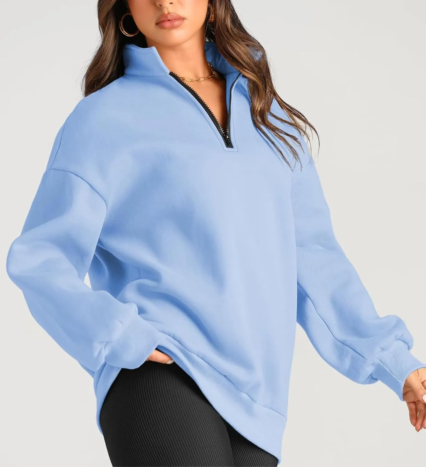 Womens Oversized Sweatshirts Fall Fashion Hoodies Half Zip Pullover Long Sleeve Shirts Clothes Outfits