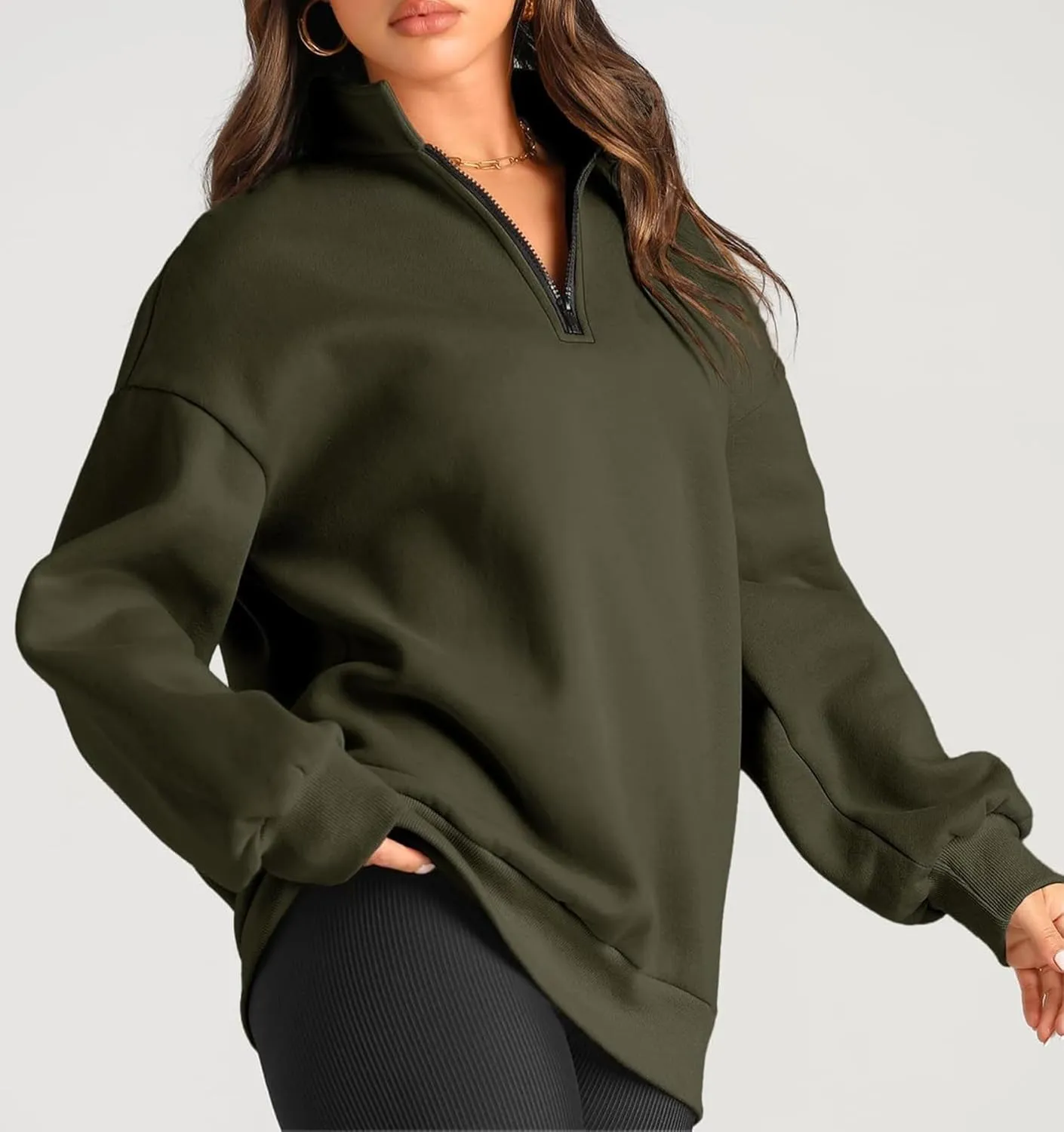 Womens Oversized Sweatshirts Fall Fashion Hoodies Half Zip Pullover Long Sleeve Shirts Clothes Outfits