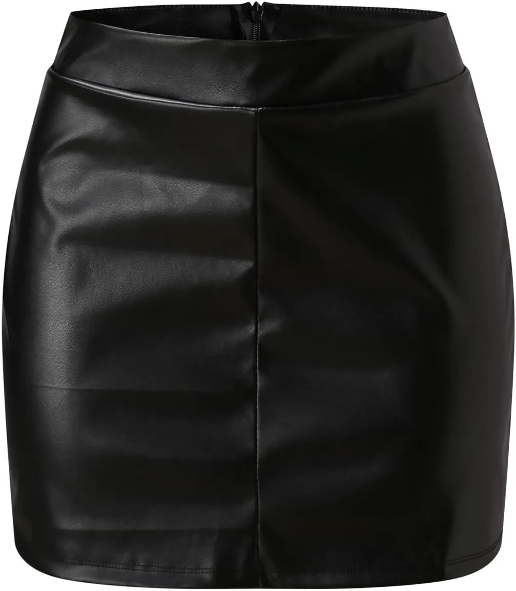 Women's Pleated A-Line Flared Maxi Skirts Women's Comfortable Fashion Basic High Waist Faux Leather Midi Skirt
