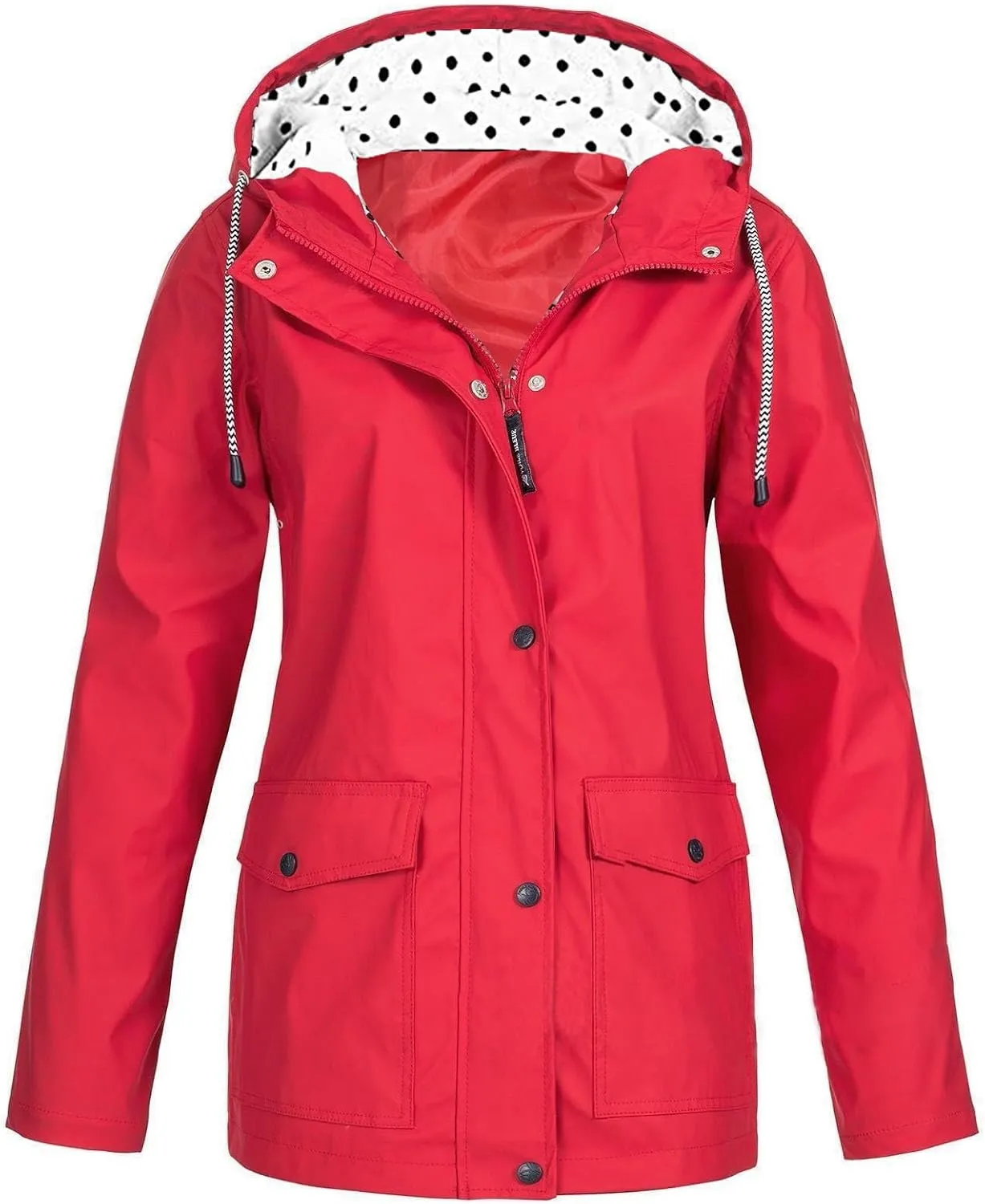 Womens Rain Jacket Lightweight Waterproof Packable Rain Coat with Hooded Plus Size Windproof Adjustable Windbreaker Outdoor