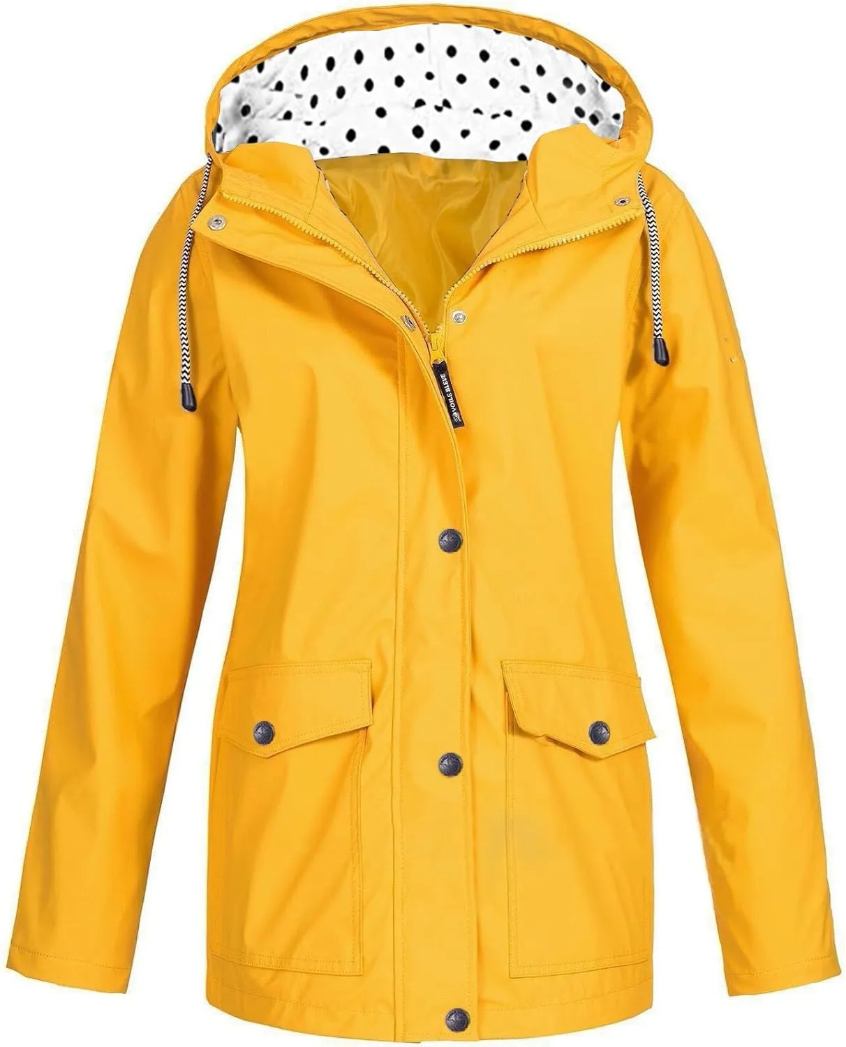 Womens Rain Jacket Lightweight Waterproof Packable Rain Coat with Hooded Plus Size Windproof Adjustable Windbreaker Outdoor