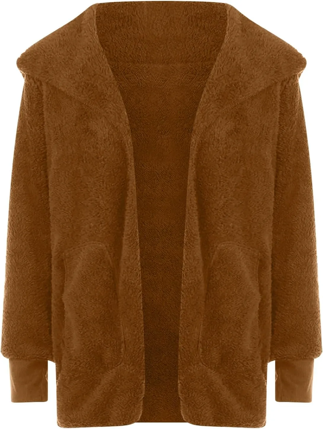 Womens Sherpa Jacket Comfy Fleece Hoodies Fuzzy Jacket Oversized Open Front Cardigan Teddy Coat Outerwear with Pocket