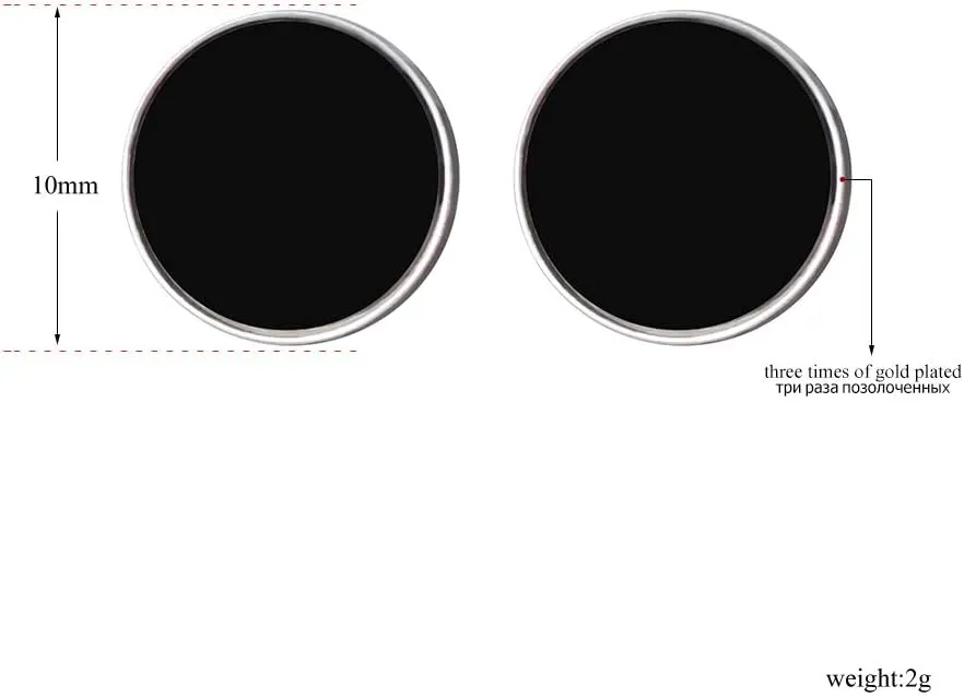Women's Silver Tone Stainless Steel Minimalist Black Circle Stud Earrings, Geometric Round Design