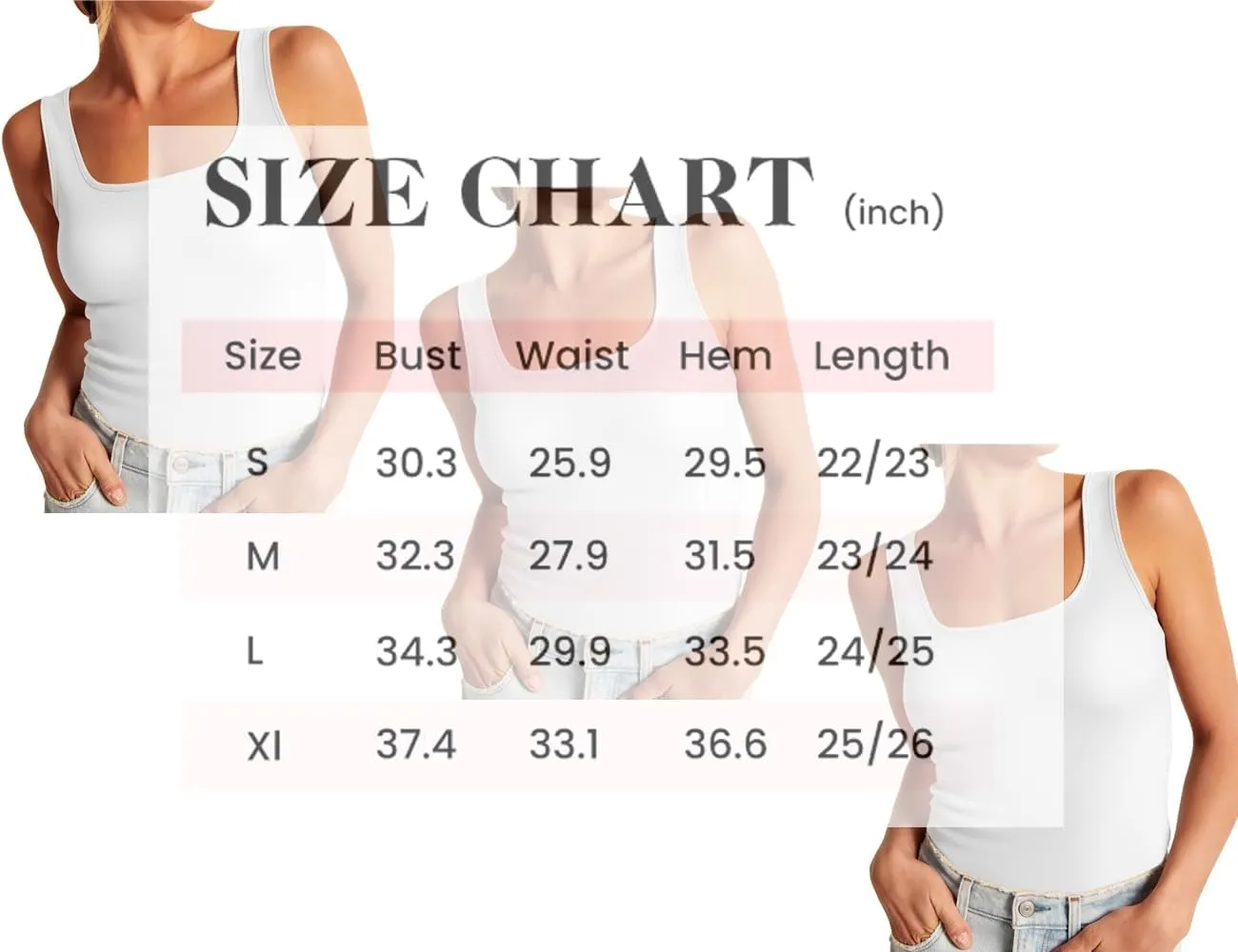 Women's Square Neck Tank Top Sexy Basic Top Shirts Summer Slim Fitted Shirts