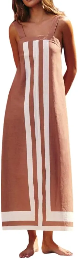 Women's Striped Maxi Dress Summer Bohemian Floral Sundress Color Block Dresses Casual Beach Casual Dress Coverups
