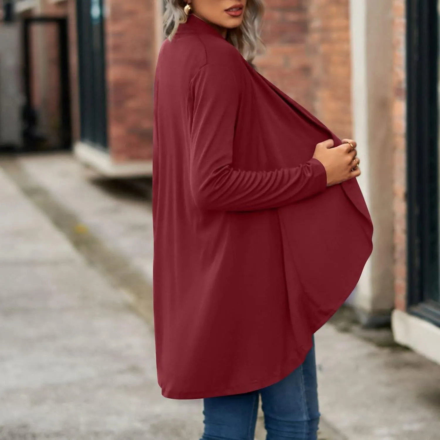 Womens Stripped Cardigan Womens Open Front Cardigan Long Sleeve Knit Sweater Outwear Stylish Loose Sweaters with