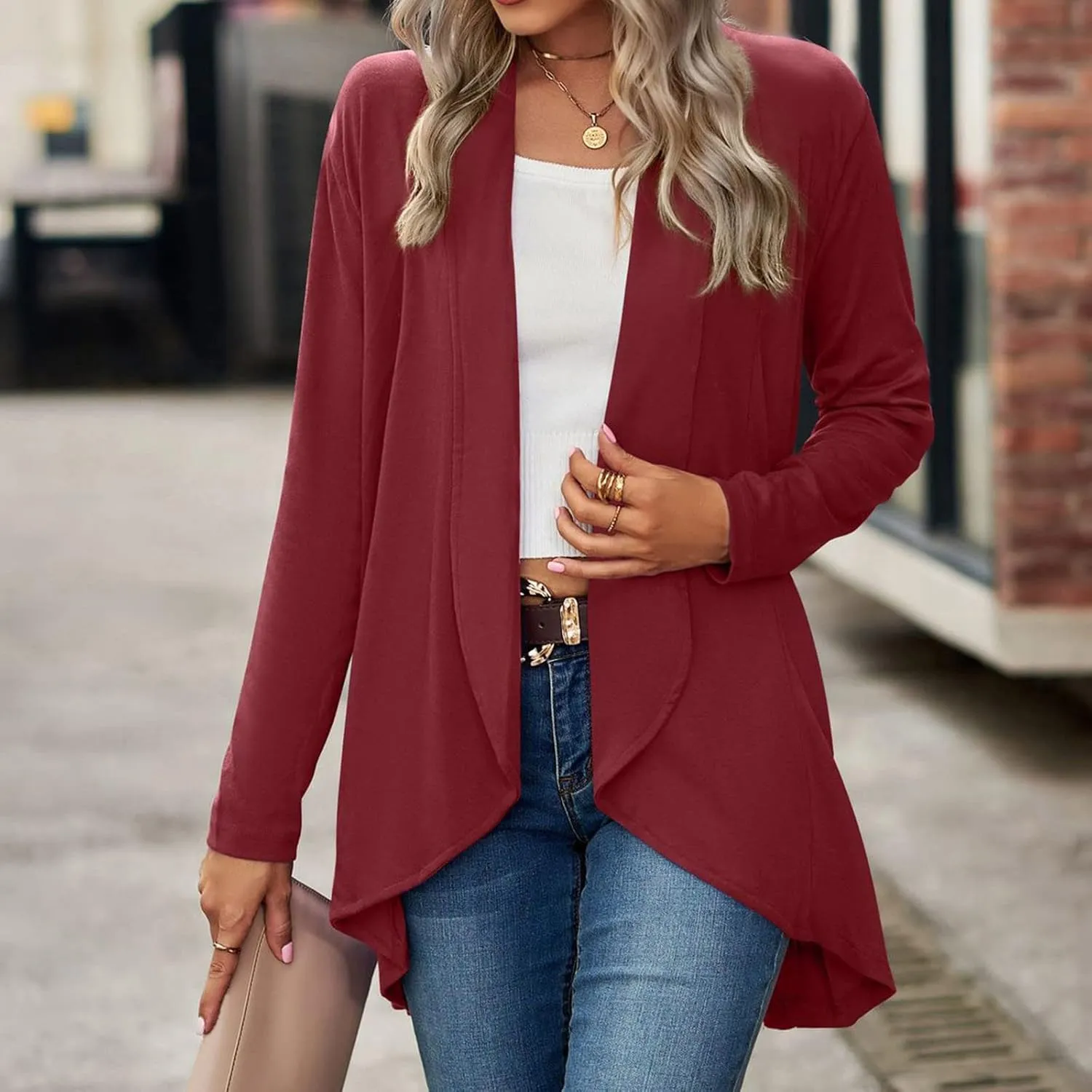 Womens Stripped Cardigan Womens Open Front Cardigan Long Sleeve Knit Sweater Outwear Stylish Loose Sweaters with