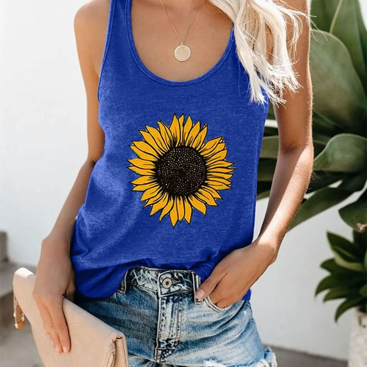 Womens Summer Sunflower Graphic Tank Tops,Daisy Sleeveless Basic Tee Shirts Letter Print T-Shirt Blouse